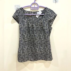 Monochrome Grid Pattern Blouse